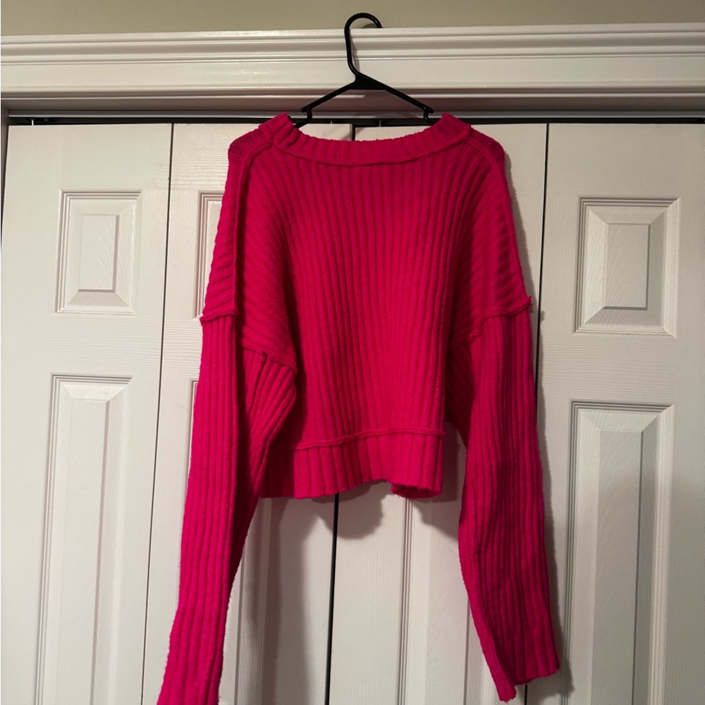 Vibrant Pink Ribbed Sweater